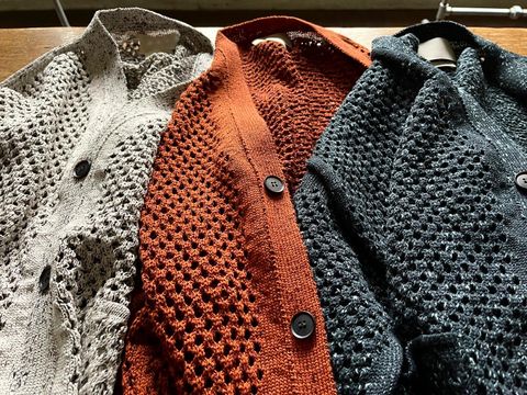YOKE 22SS MESHED KNIT CARDIGAN"OCEAN NAVY"style.2022.2.21.