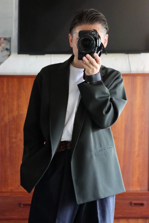 blurhms Wool Surge Cardigan Jacket"KHAKI GREY"style.2021.8.31.