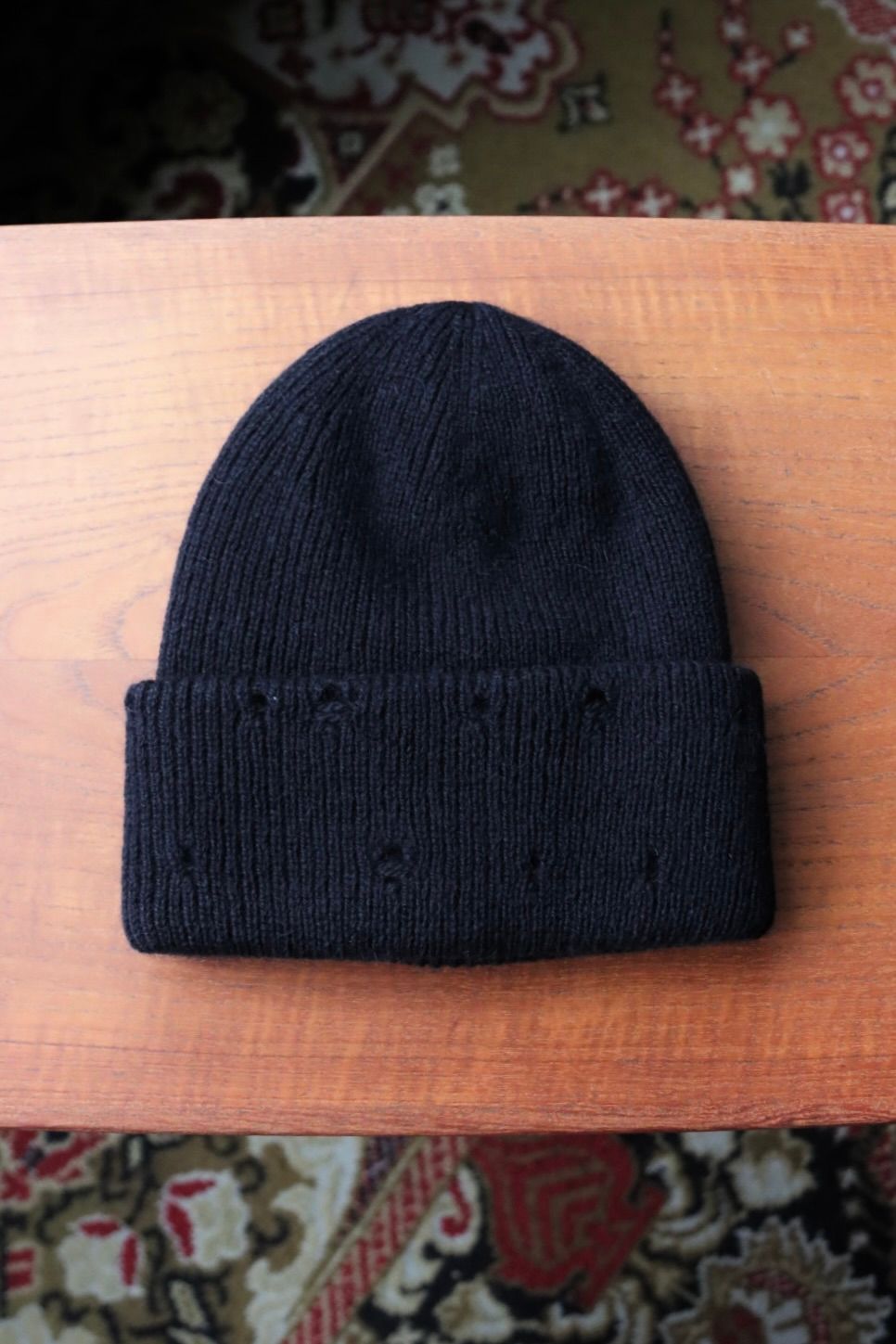 ワイズフォーメン DAMAGED KNIT CAP (ML-H01-160)BLACK☆新作発売！