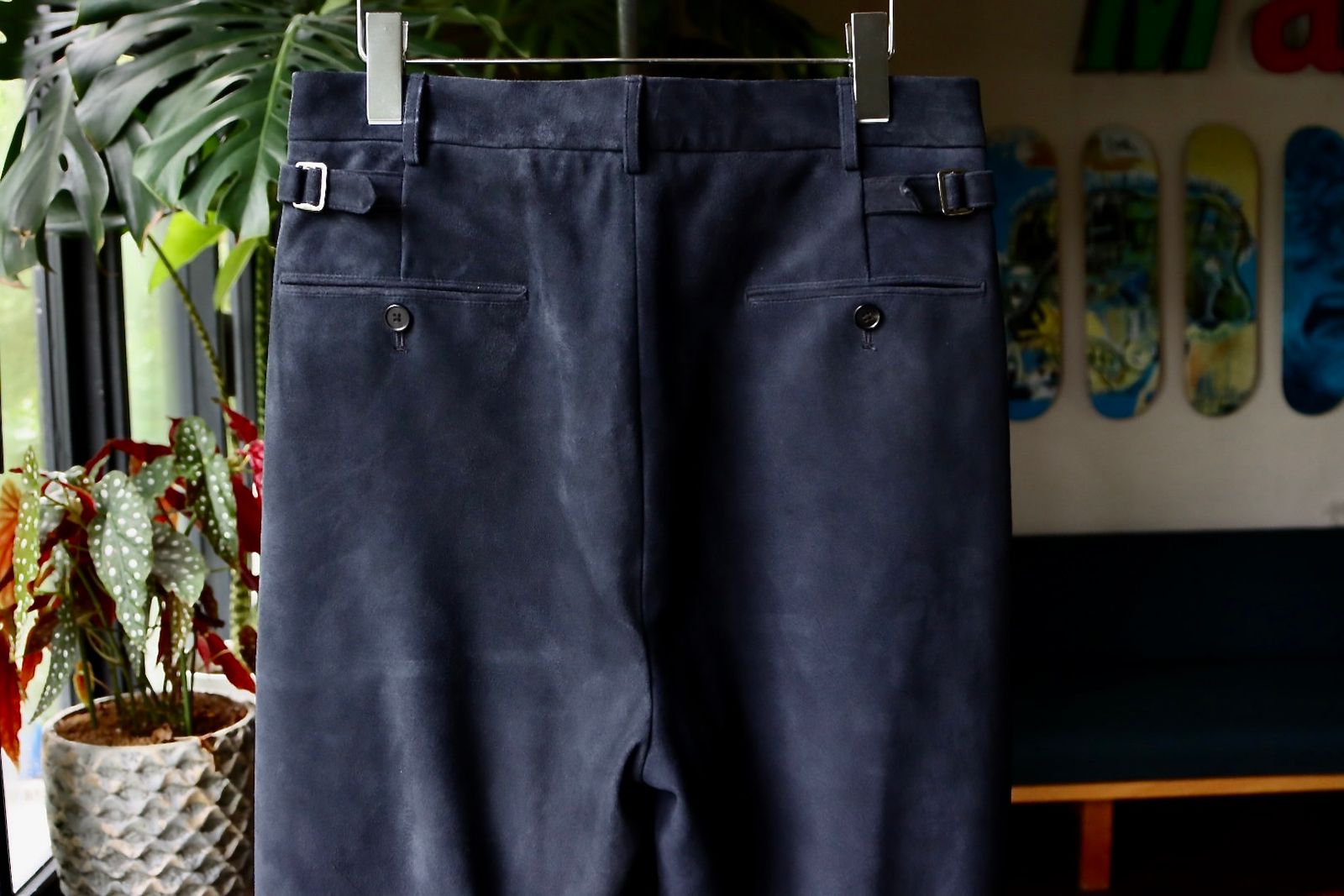 アプレッセ Suede Trousers (23AAP-04-24H)NAVY
