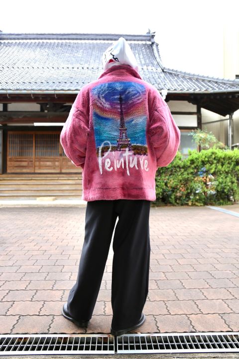 doublet HAND-PAINTED FUR JACKET"PINK"style.2020.10.17.