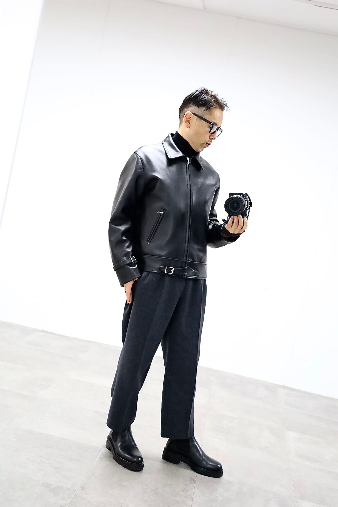 A.PRESSE 2026 STYLE1 Leather French Riders Jacketスタイル