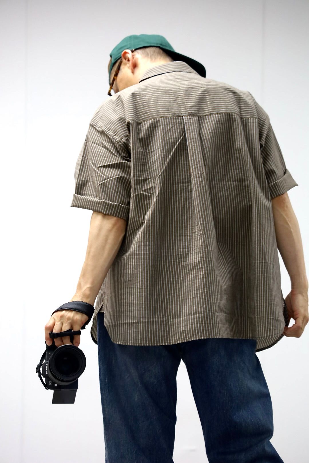 FreshService 26SS HRAFTeX® S/S STRIPE SHIRT"BROWN STRIPE"スタイル