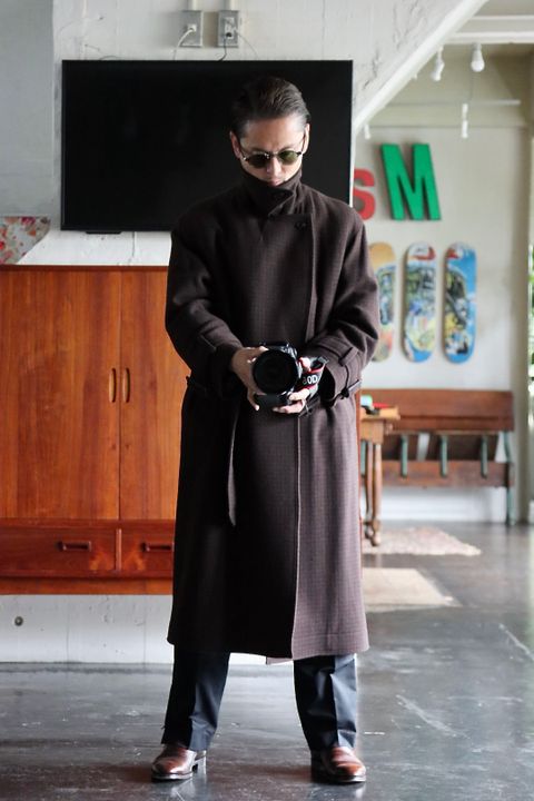 YOKE DOUBLE BREAST OVERCOAT"BROWN"style.2021.10.12.