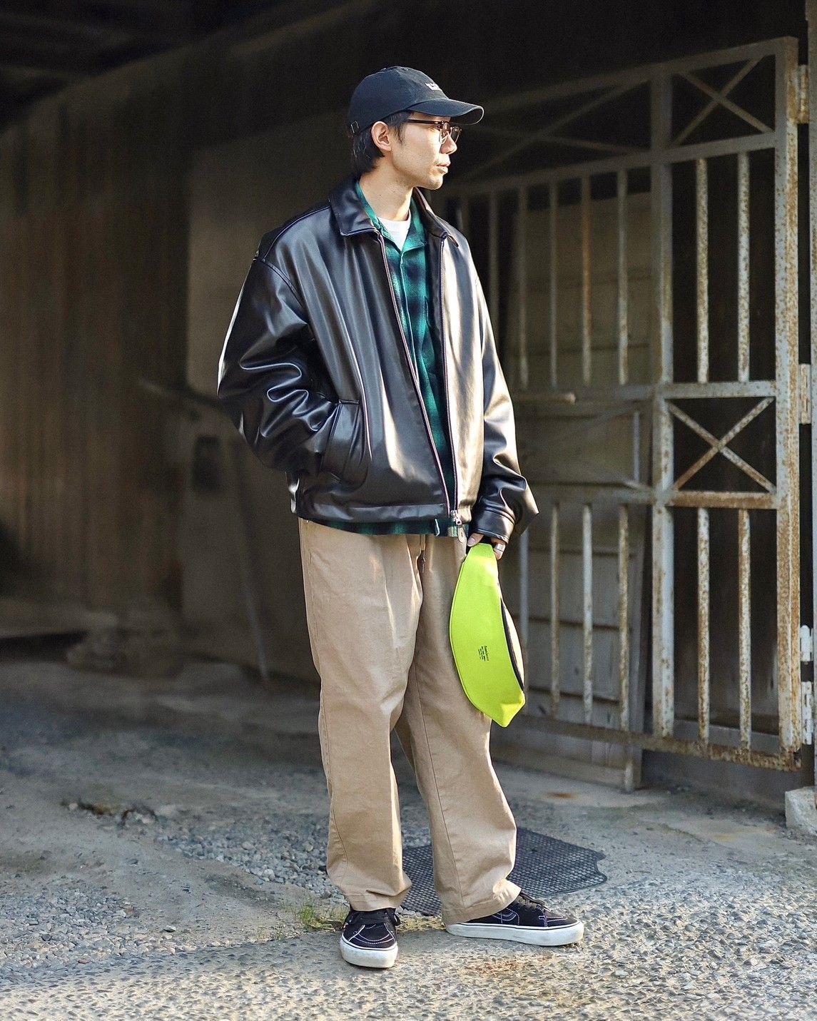 セダンオールパーパスFW23 Brushed Ombre Plaid Open Collar Shirt (SD23F-SH02)Green Plaid