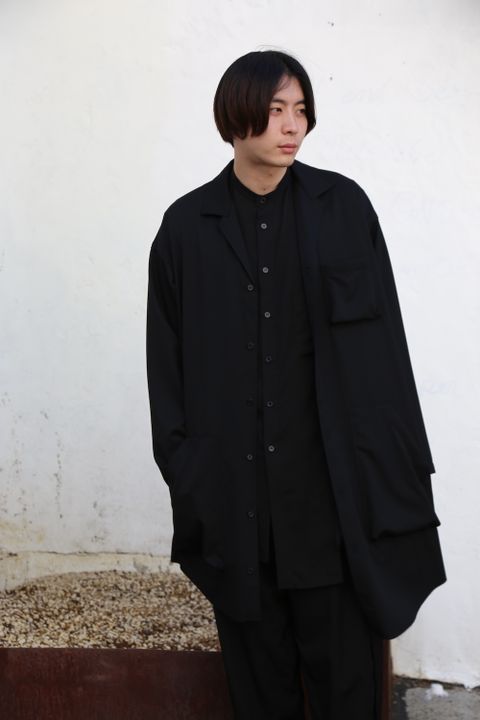 sulvam2020AW 新作Gabardine classic shirt"BLK" style.2020.9.21.