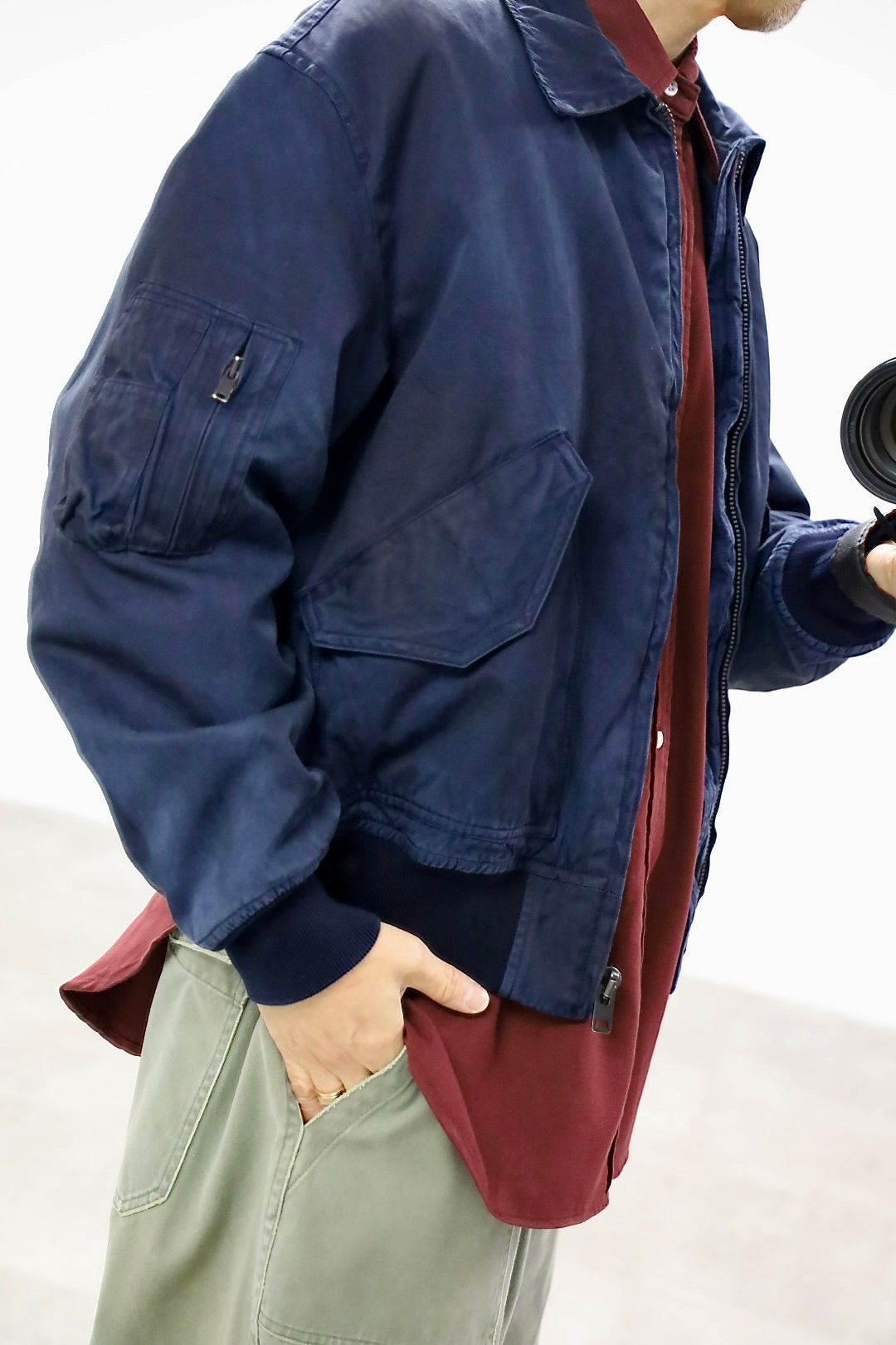 A.PRESSE 2026 STYLE1 Vintage Silk CWU-45 Flight Jacket"NAVY"スタイル