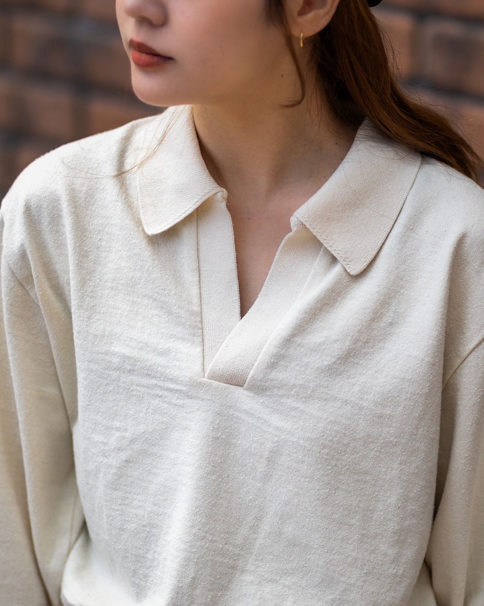 blurhms 26SS Women's Co/Silk Nep Skipper Cropped Sleeve(BHS265029)Ivory