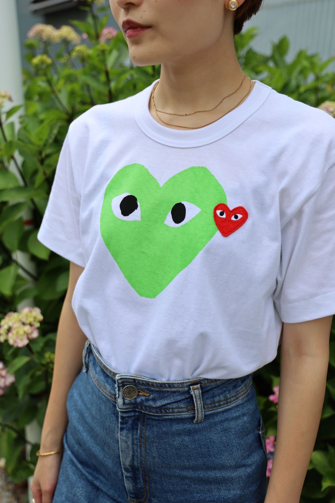 PLAYプレイコムデギャルソン RED EMBLEM Tシャツ(GREEN)