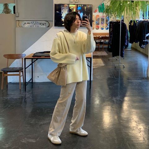 sulvam 2020AW Slit over knit"WHITE" style.2020.7.5.