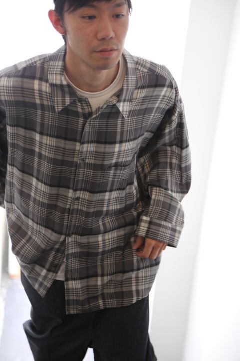 Graphpaper Tencel Check Regular Collar Big Sleeve Shirt"BLACK×GRAY Style.2020.8.15.