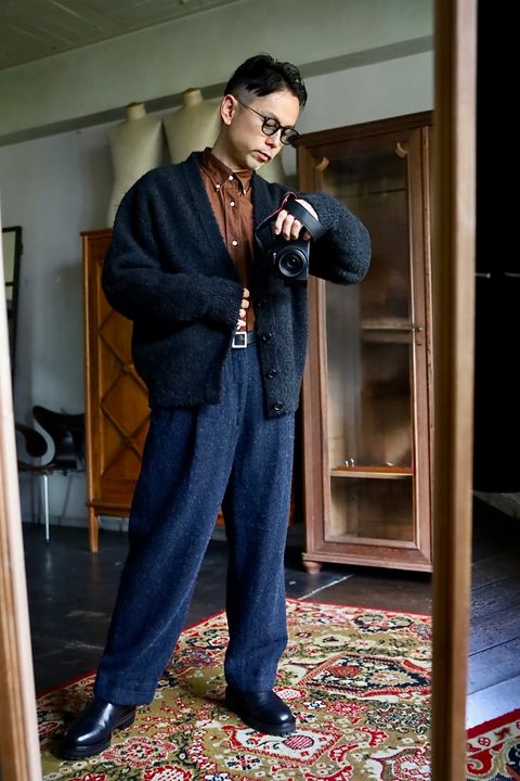 A.PRESSE Cashmere Mole Yarn Cardiganスタイル2025.11.25.