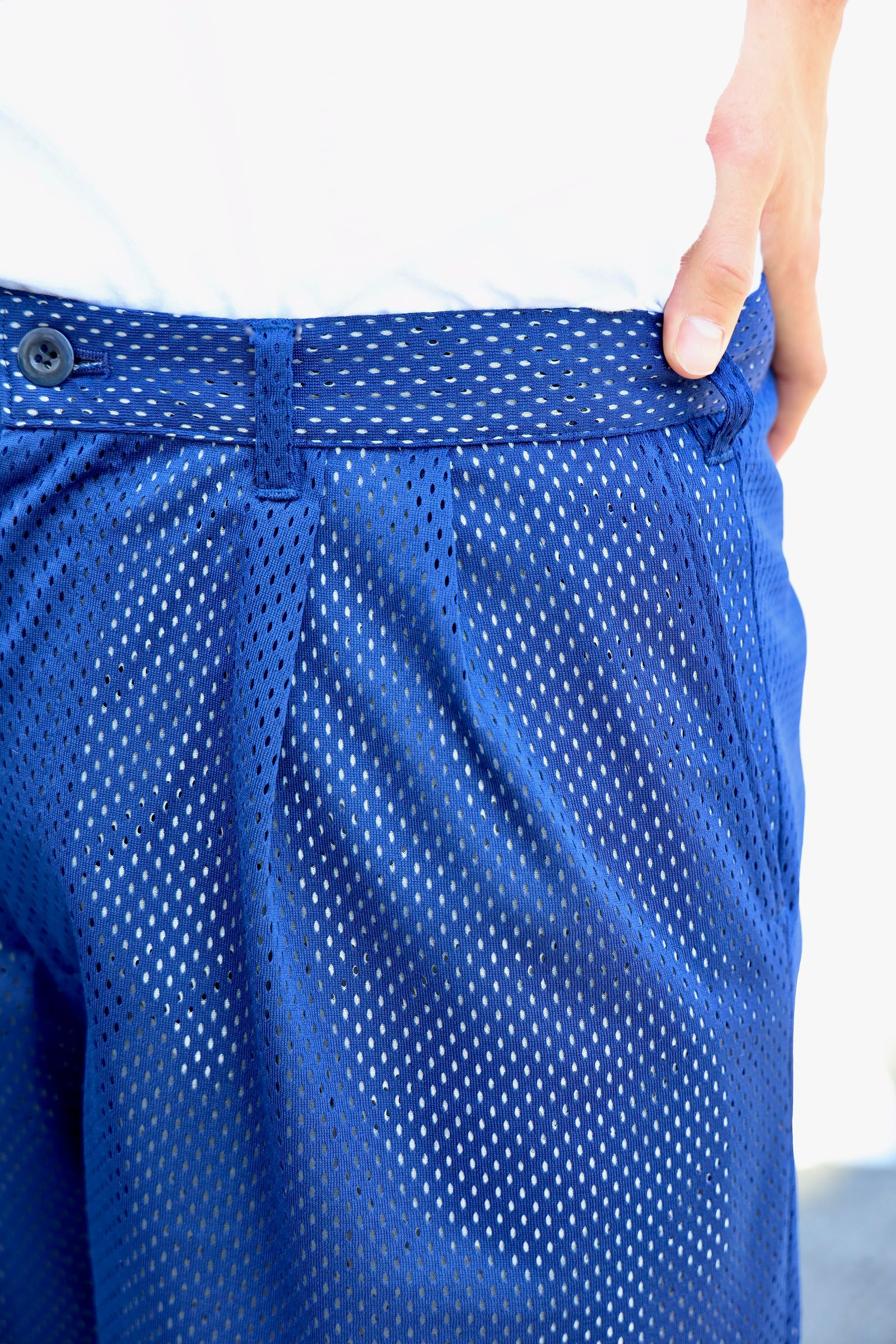 イズネス25SS DOUBLE MESH TWOTUCK SHORTS(25SS_25_1007SSSH04-M1)NAVY×GRAY