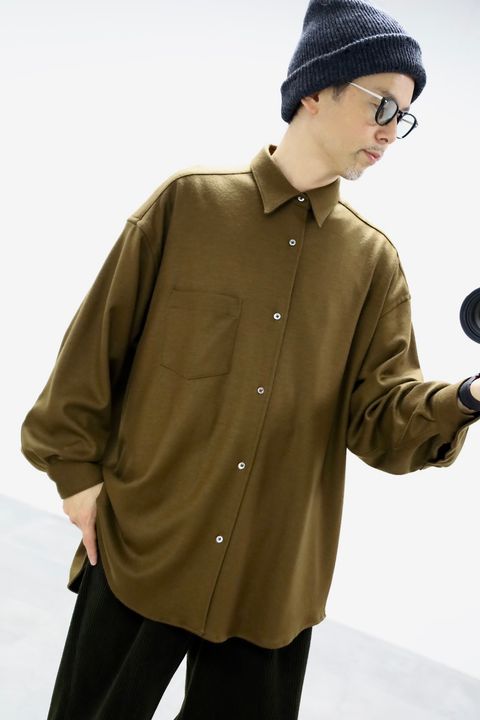 Graphpaper Wool Smooth Flannel Oversized Regular Collar Shirt"BROWN"スタイル.2025.10.7.