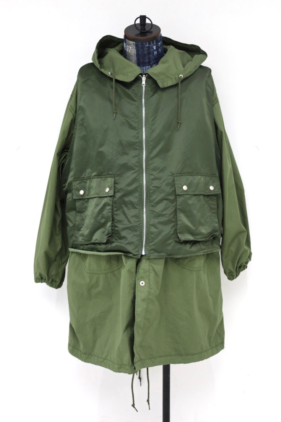 コムデギャルソンオム26FW 綿ナイロンウェザー×ナイロンツイル 製品洗コート(HR-C002-051)KHAKI☆8月7日(金)発売！