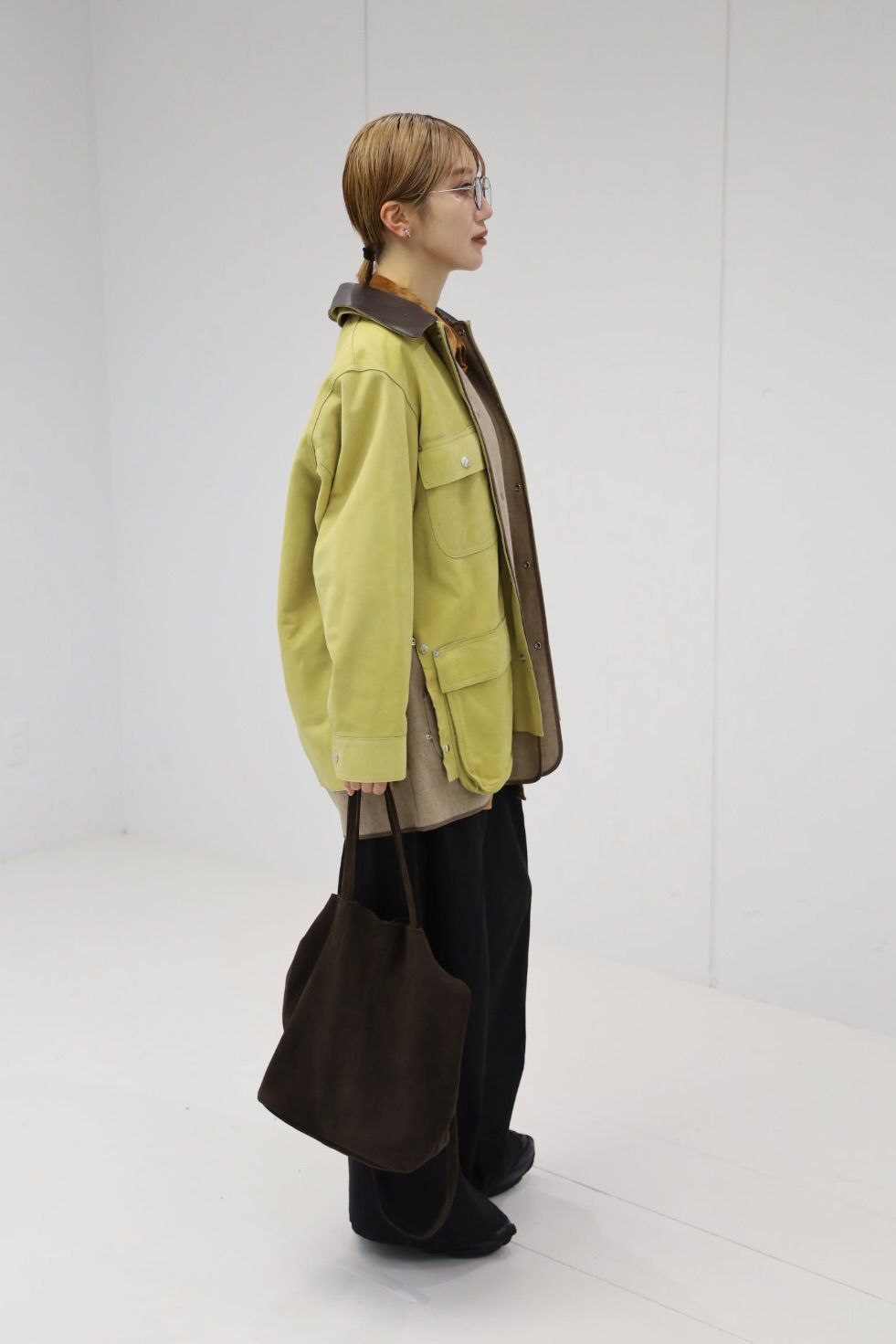 ヨーク 25FW Nuback Leather Coverall Jacket(YK25FW01019B) YELLOW BEIGE