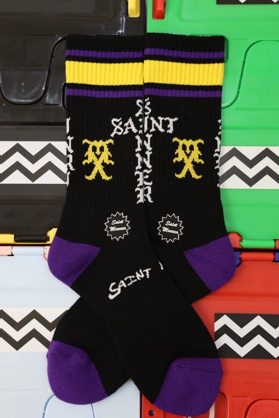 セントマイケル SINNER SOCKS (SM-HR1-0000-111)BLACK/PURPLE★10月11日(土)発売！