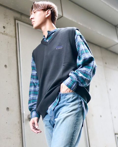 SEDAN ALL-PURPOSE セダンオールパーパス 23AW TECH LOGO KNIT VESTスタイル