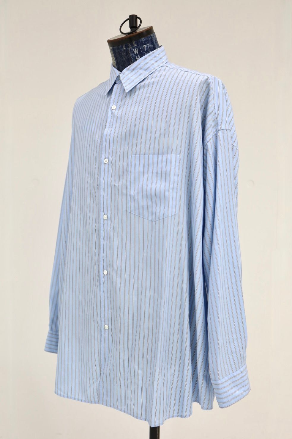 グラフペーパー SIDOGRAS L/S Oversized Regular Collar Shirt(GM262-50027)SAX STRIPE☆6月6日(土)発売！