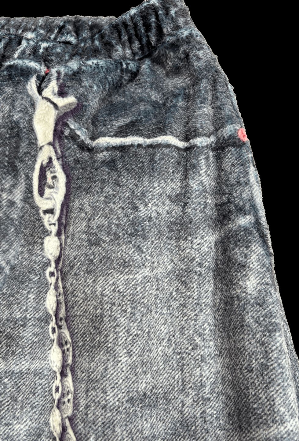 トーキングアバウト ジ アブストラクション 25AW FLEECE DENIM PRINT WIDE PANTS (2526AW-PT-005)BLACK☆新作発売！