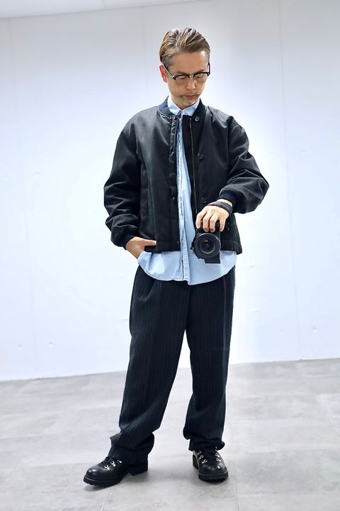 A.PRESSE Vintage Silk Bomber Jacketスタイル