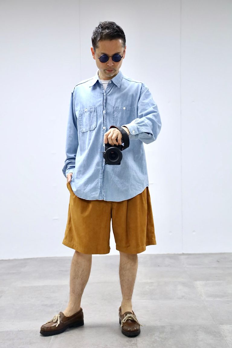 Graphpaper 26SS Cow Nubuck Leather Wide Shorts"BROWN"スタイル