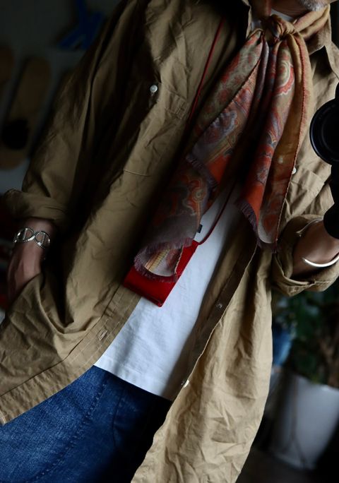 アプレッセ22AW Over Dyeing Military Shirt"BEIGE"スタイル