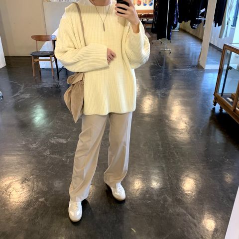 sulvam 2020AW Slit over knit"WHITE" style.2020.7.5.