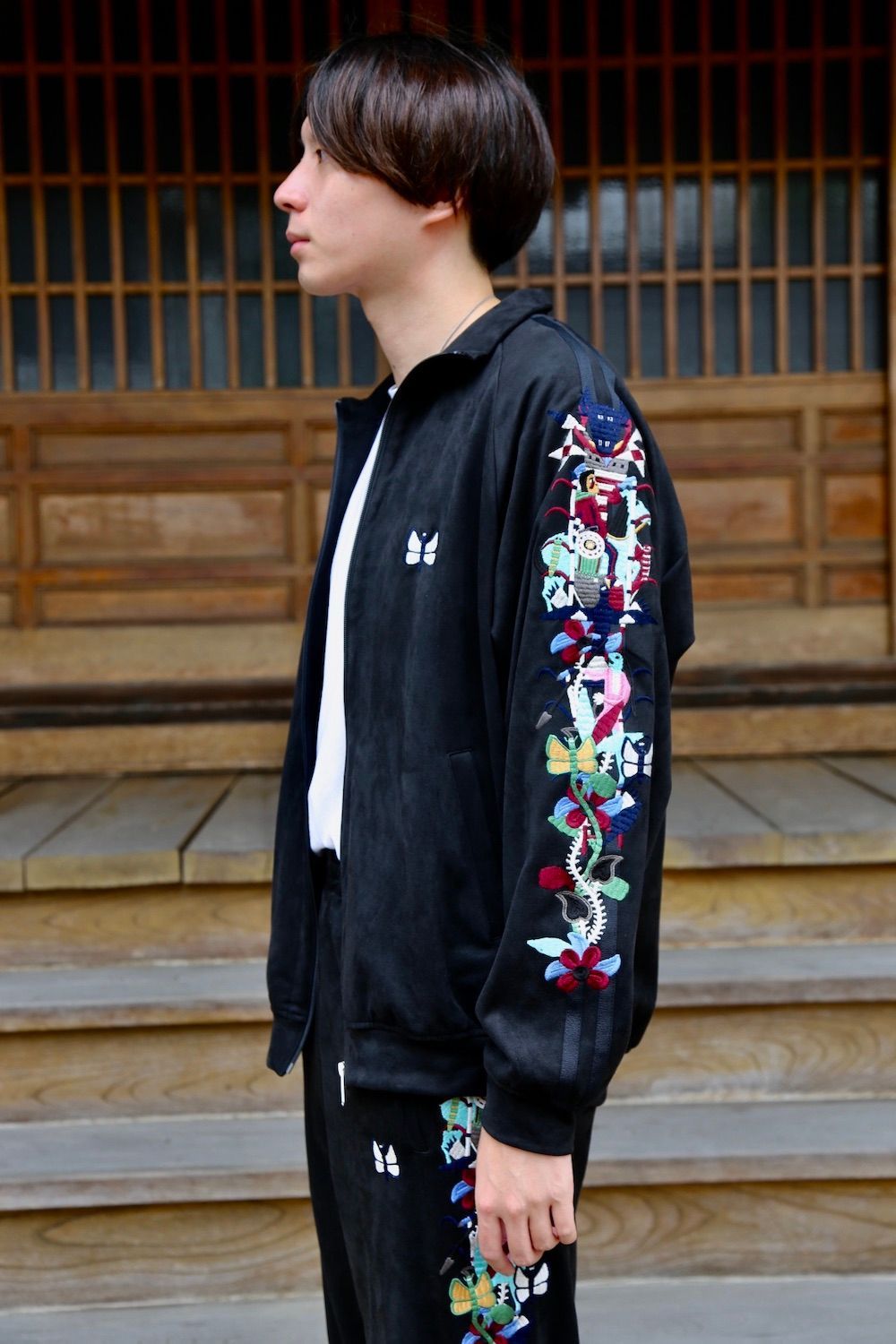 doublet CHAOS EMBROIDERY SUEDE TRACK JACKET