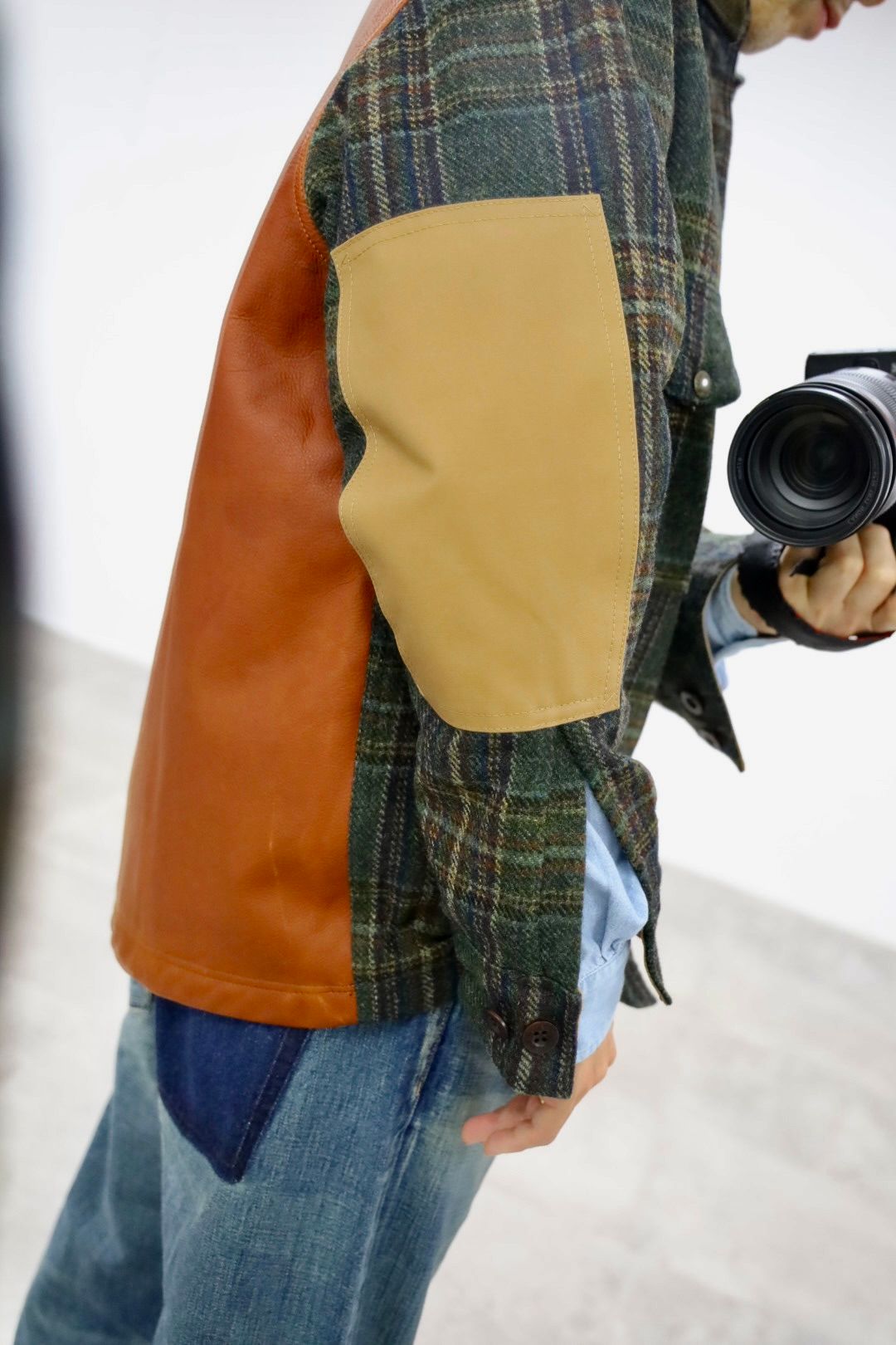 JUNYA WATANABE MAN FILSON Wネームウールチェックツイードレザージャケット2025.11.3.