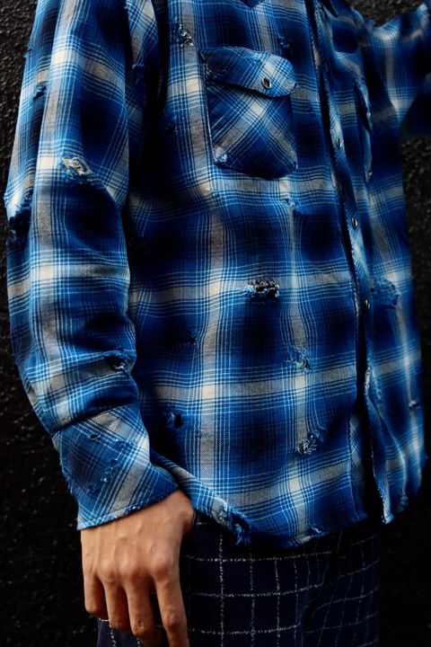 RAFUラフ23AW WESTERN SHIRT"BLUE"スタイル