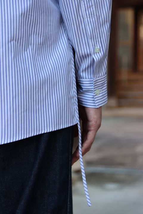 YOKE THOMAS MASON STRIPED PIPING SHIRT"WHITE"style.