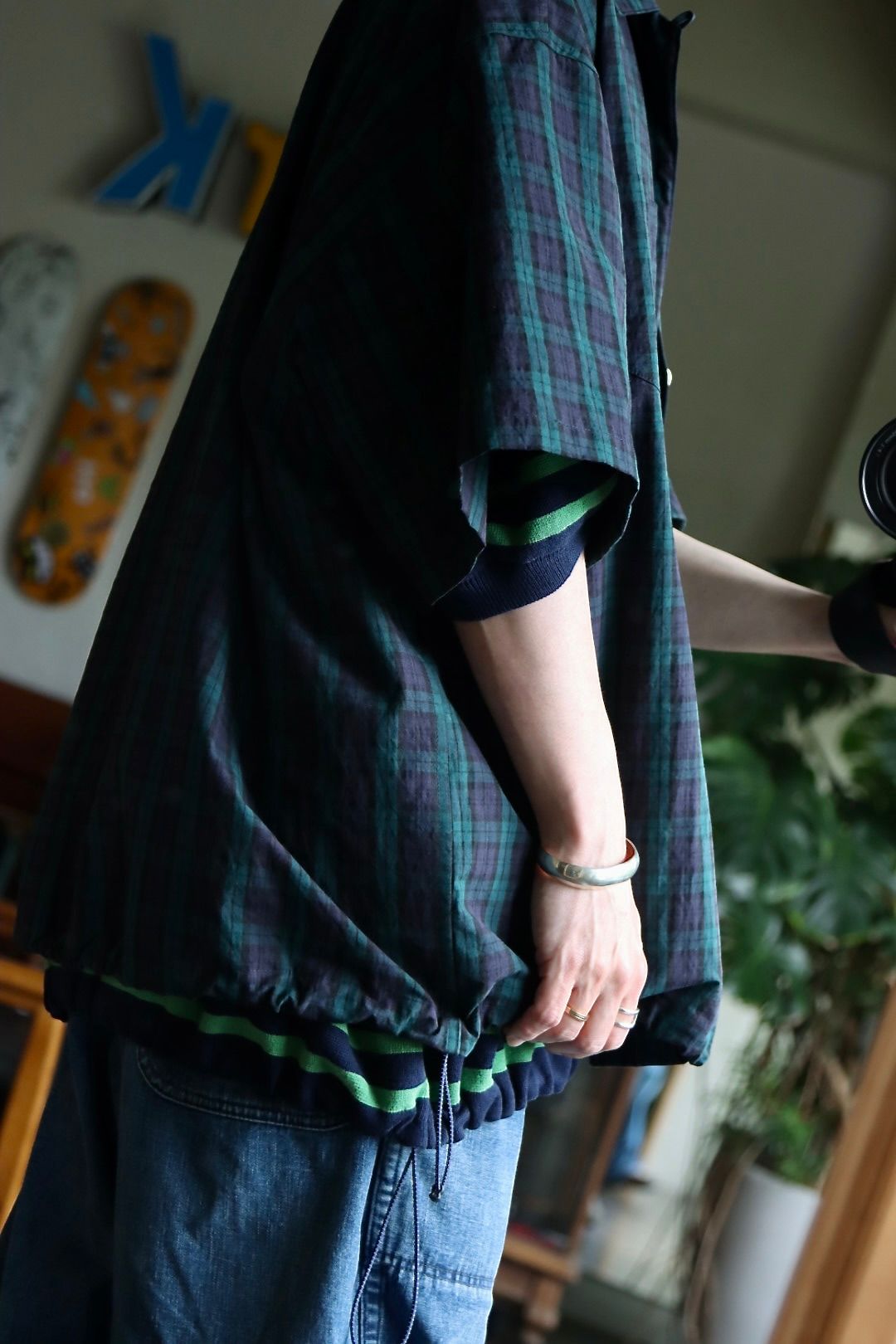 イズネス22SS BALLOON WIDE SHIRT(1022SSSH03)BLACK WATCH