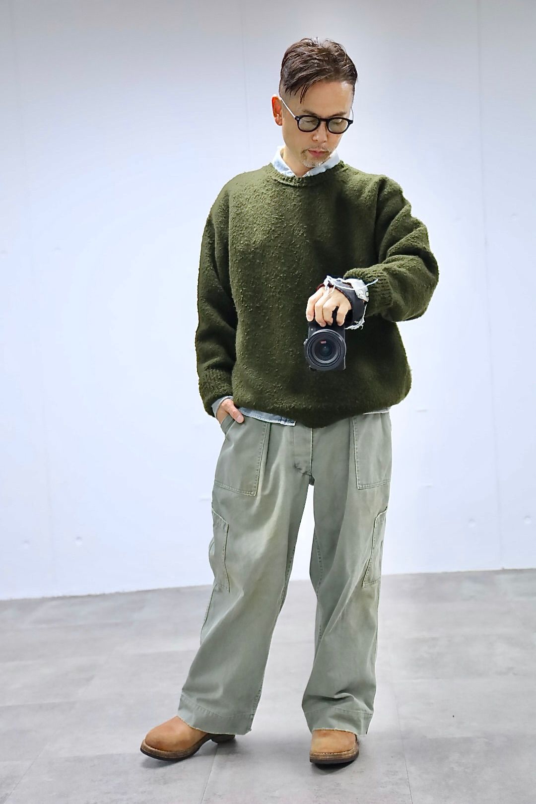 アプレッセ 2025 STYLE2 Cashmere Mole Yarn Pullover Sweater(25AAP-03-20)KHAKI☆10月25日(土)発売!