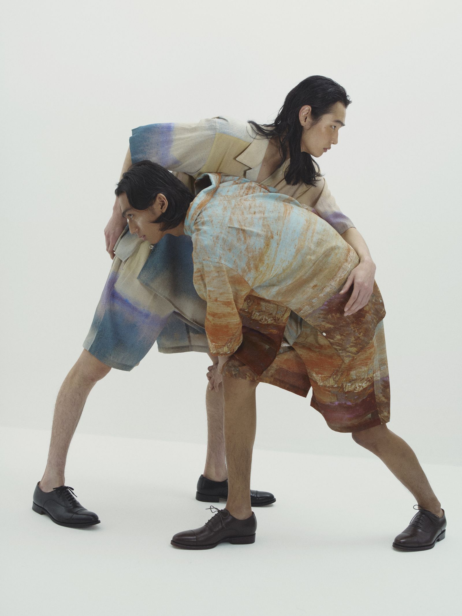 ヨーク24SS LANDSCAPE PRINTED OPEN COLLAR SHIRT(YK24SS0710SH) ORANGE