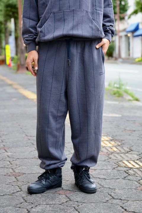 S.F.C 25FW エスエフシー STRIPE WIDE SWEAT PANTS (DISCHARGED)(SFCFW25CS05)NAVY☆9月20日(土)発売！