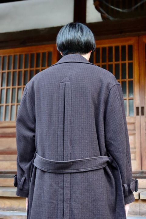YOKE DOUBLE BREAST OVERCOAT"BLACK style"