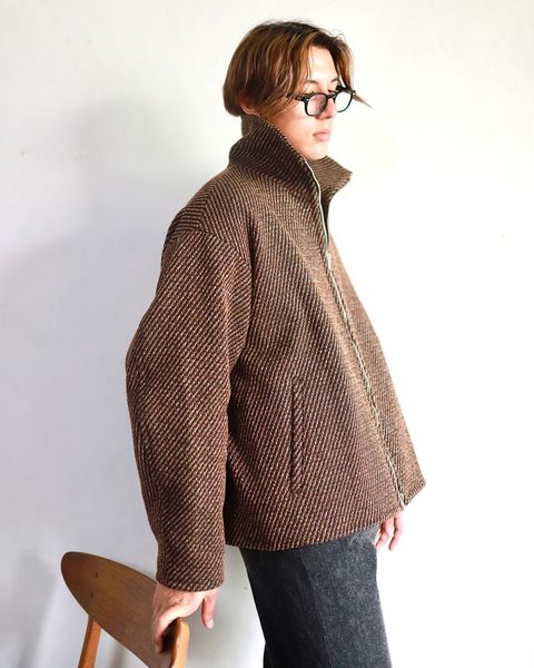 YOKE 23AW FRONT ZIP STAND COLLAR BLOUSON"BROWN"スタイル