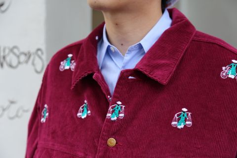 VETNAM EMBROIDERY COURDUROY JACKET & VETNAM EMBROIDERY WIDE TAPERED TROUSERSセットアップスタイル.2020.9.12.