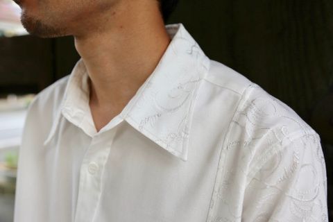 sulvam OX left embro shirt"WHITE"Style.2020.7.29.