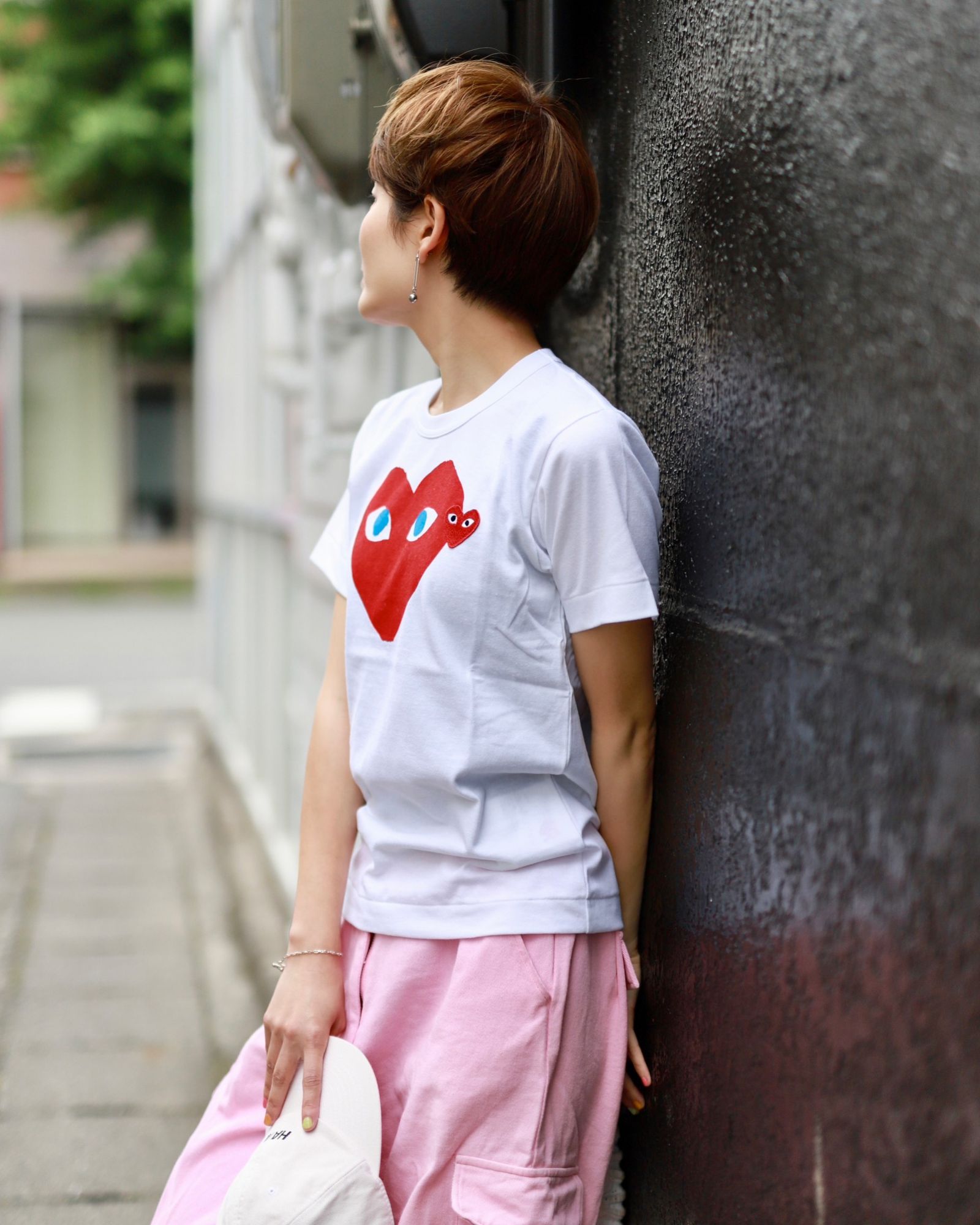 PLAY COMME des GARCONS REDハート With Blue Eyes Tシャツstyle