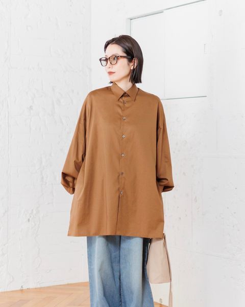 Graphpaper 25SS 新作 Silicon Poplin Deep Slit Regular Collar Shirt style.2025.3.12