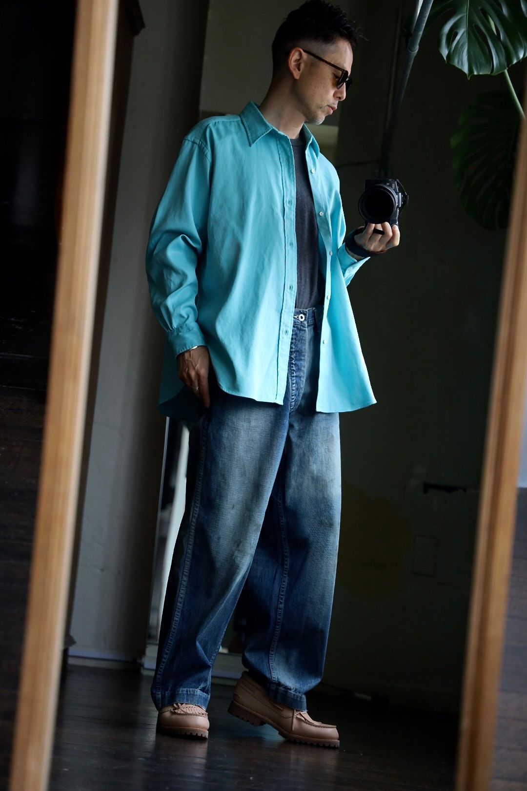 A.PRESSE US ARMY DUNGAREE DENIM TROUSERSスタイル