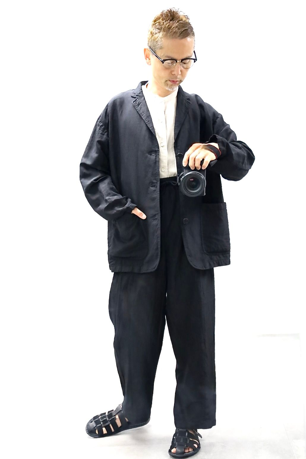 COMME des GARCONS HOMME 26SS リネンギャバ製品染3Bジャケットスタイル