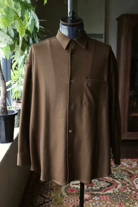 グラフペーパー 25AW Wool Smooth Flannel Oversized Regular Collar Shirt(GU253-50221B)BROWN☆10月4日(土)新作発売！