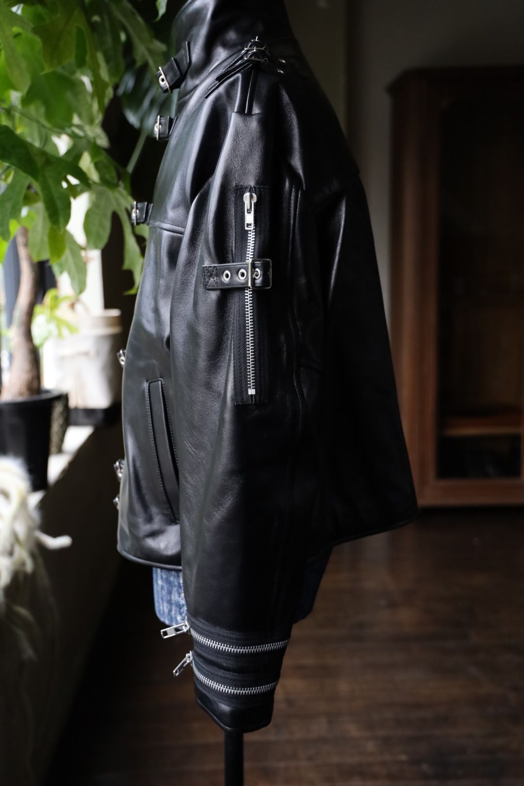 doublet 25AW BUCKLE OVERLOAD LEATHER JACKET(25AW06BL222)BLACK