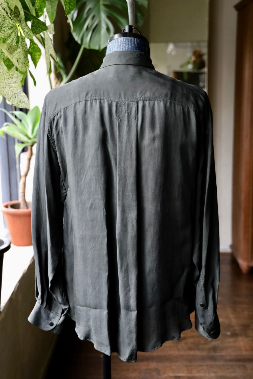 ヨーク 25FW シャツ Cupro Work Shirt(YK25FW01081SH) CHACOAL GREEN