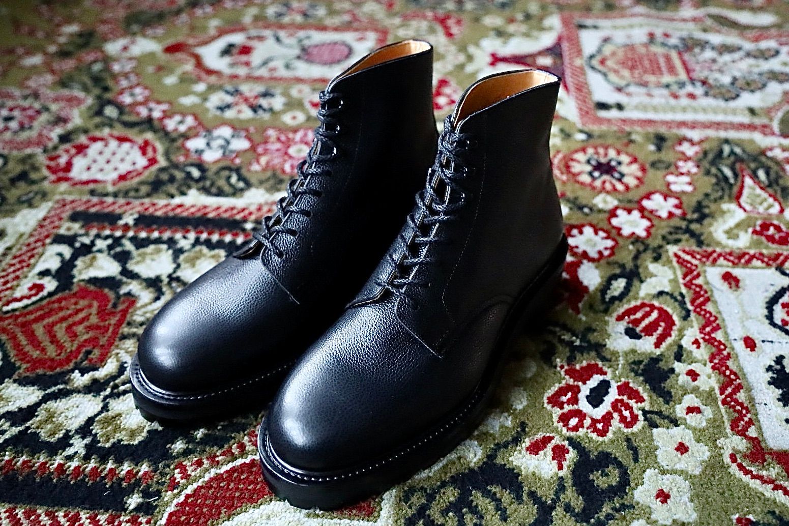 FOOTWORKSフットワークス  レースアップブーツ Lace-up shoes in grain leather(F03-0002_M)BLACK☆新作発売！