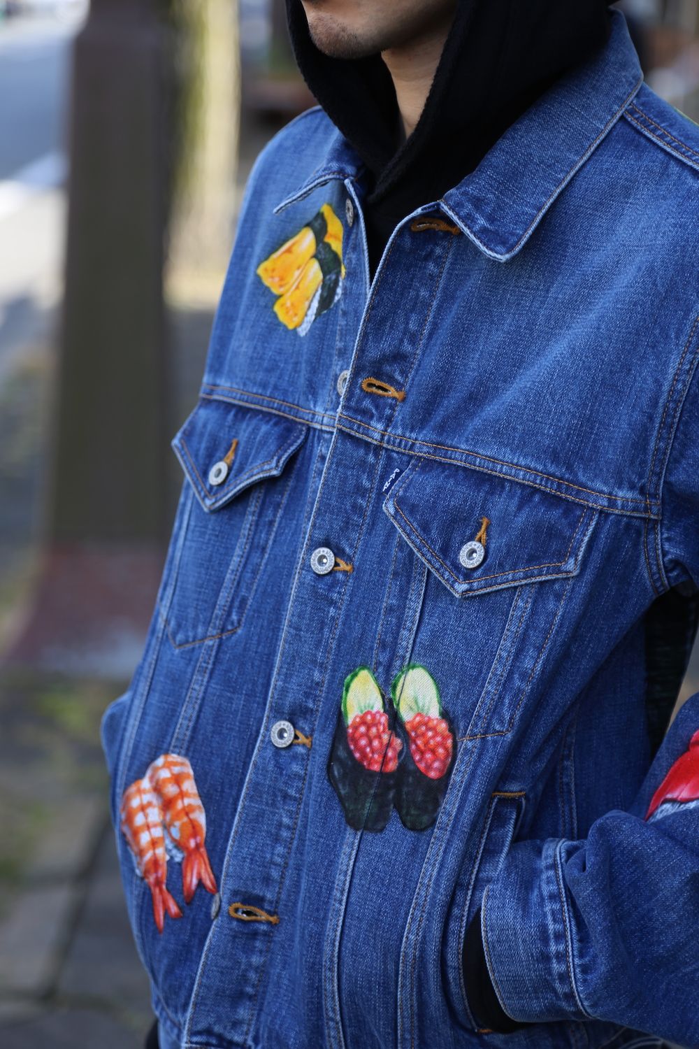 doublet FOOD HAND-PAINTED DENIM JACKET L.BLUE Style 2020.10.19.