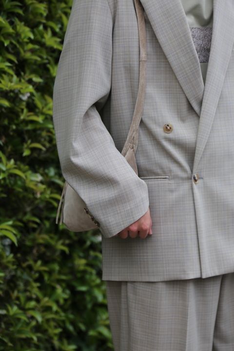 YOKE SIDE OPEN COUBLE-BREASTED JACKET(YK21SS0193J) style. 2021.04.23.